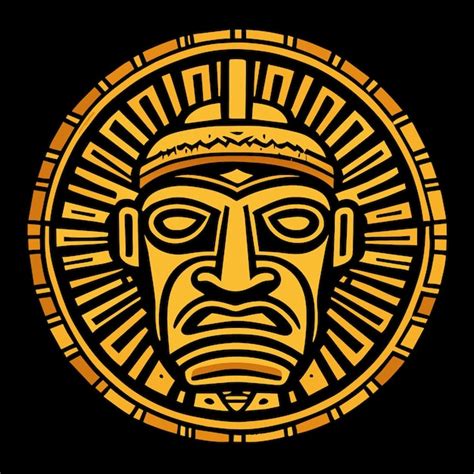 Premium Vector Reminiscing Icons Faces Of The Ancient Aztec