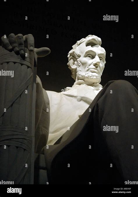 View of the statue of Abraham Lincoln in the Lincoln Memorial at night Washington DC Stock Photo ...