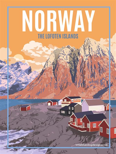 Norway Lofoten Islands Vintage Travel Poster Etsy