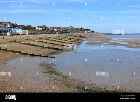 A View Of The Groynes And Pebbled Beach In Herne Bay Stock Photo Alamy