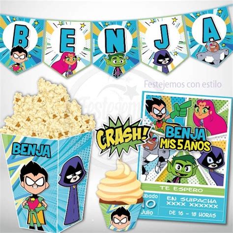 Kit Imprimible Personalizado Deco Jóvenes Titanes Festejemos con estilo