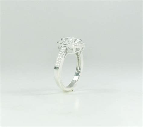 White Topaz Engagement Ring Micro Pave Sterling Silver Design