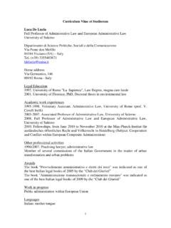 Curriculum Vitae Et Studiorum Luca De Lucia Full Curriculum Vitae