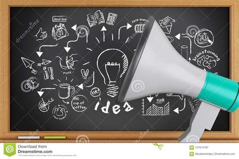 3d Blackboard With Business Sketch Stock Illustration Illustration Of