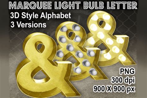 3D Gold Marquee Light Bulb Sign Graphic By V Design Stock