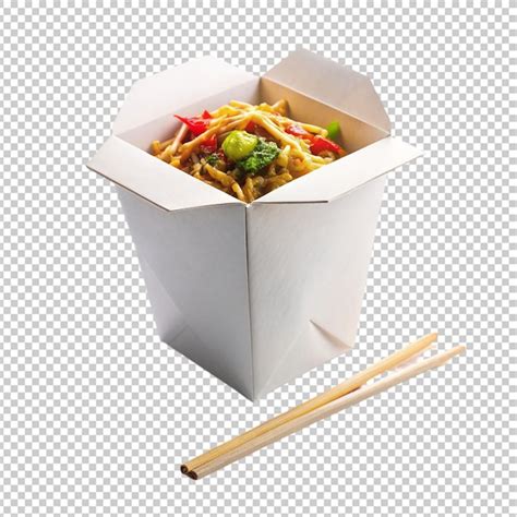 Chinese Takeout Box On Transparent Background Premium Ai Generated Psd