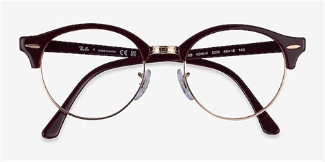 Ray Ban Rb4246v Clubround Browline Dark Purple Gold Frame Glasses For Women Eyebuydirect Canada