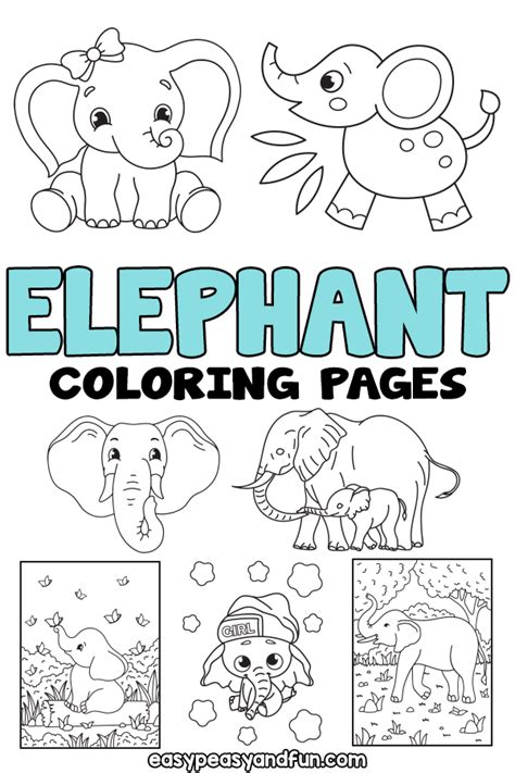 Printable Elephant Coloring Pages 30 Sheets Easy Peasy And Fun