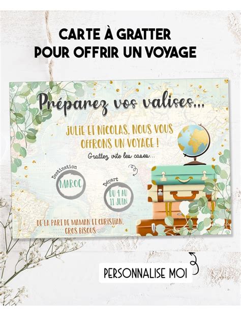 Carte Gratter Pr Parez Vos Valises Pour Annoncer Ou Offrir Un Voyage