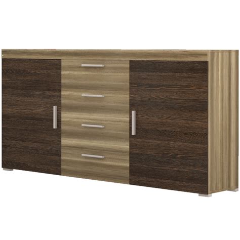 Tom Komoda 2 Vrata 4 Ladice 150x38x85 Cm Tamni Hrast Svijetlo Wenge