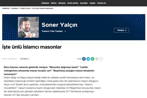 Mason Dosyasi Soner Yal In Te Nl Slamc Masonlar Yurtsever