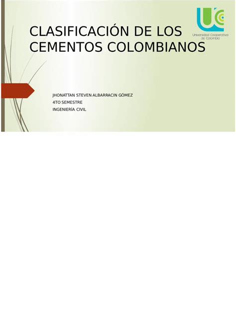 Pdf Clasificaci N De Los Cementos Colombianos Dokumen Tips