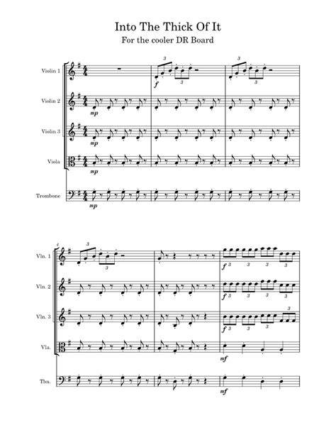 Into The Thick Of It Sheet Music For Trombone Violin Viola Mixed Quintet