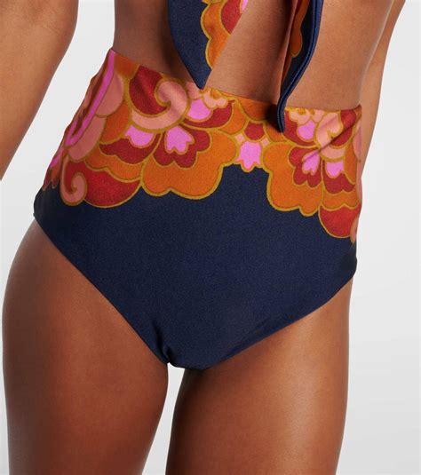 Zimmermann Acadian Printed High Rise Bikini Bottoms Zimmermann