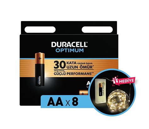 Duracell Optimum AA Alkalin Pil 1 5 V LR6 MN1500 8li Paket Ve Led