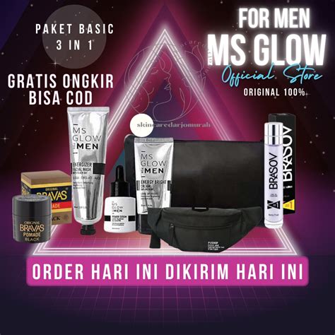 Jual Live Ms Glow For Men Paket Basic Original Msglow Man Perawatan