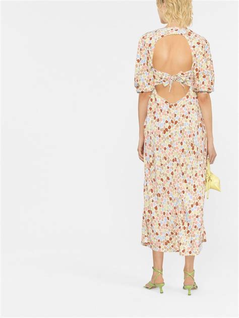 Rixo Steph Floral Tie Back Midi Dress Farfetch