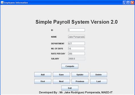 Simple Employee Payroll System Version Free Source Code