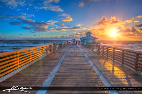 Juno Beach Fishing Pier Sunrise At The Pier Royal Stock Photo