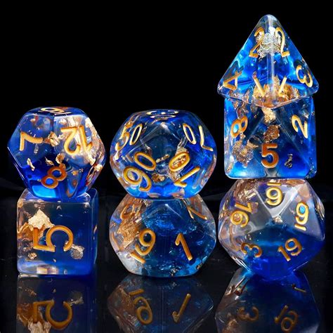 Amazon PJOY Blue Resin DND Dice Set Polyhedral D D Dragon Dice For