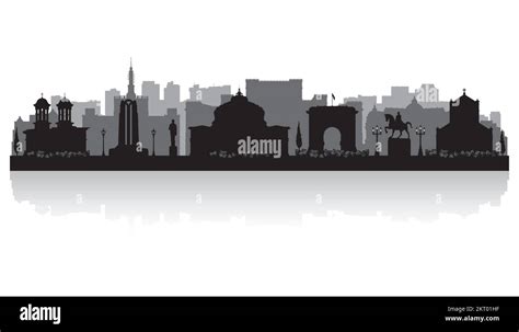 Bucharest Romania City Skyline Vector Silhouette Illustration Stock