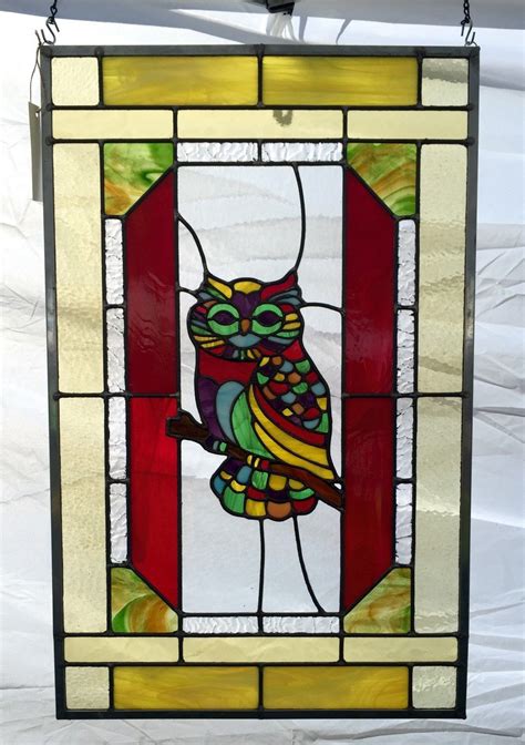 Owl Stained Glass Window Panel Stained Glass Window Panel Stained Glass Projects Stained