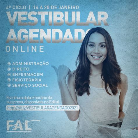 Fal está inscrições abertas para o Vestibular agendado Sistema