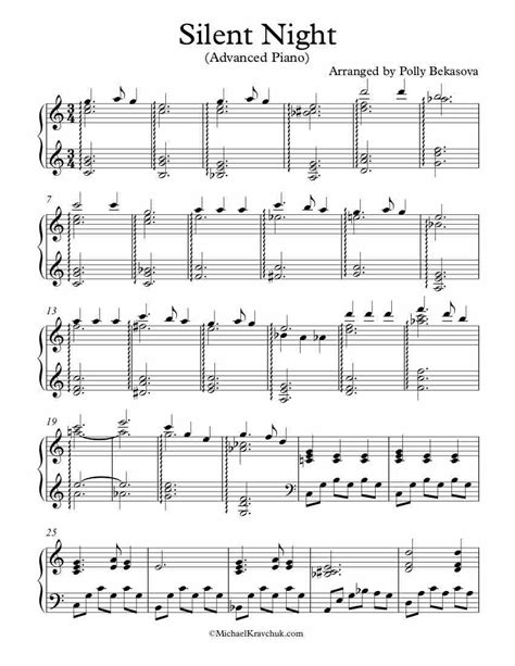 Free Piano Arrangement Sheet Music – Silent Night – Michael Kravchuk