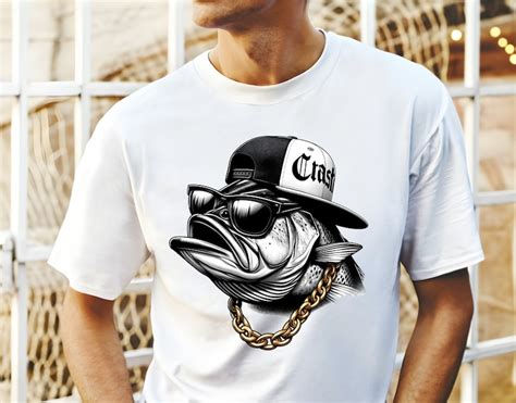 Gangsta Bass Png Sublimation Fish In Hat Cap Png Funny Fishing Png