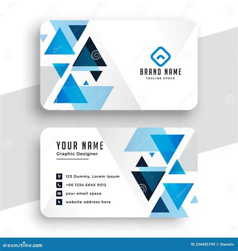 Abstract Triangle Blue Modern Business Card Design Stock Vector