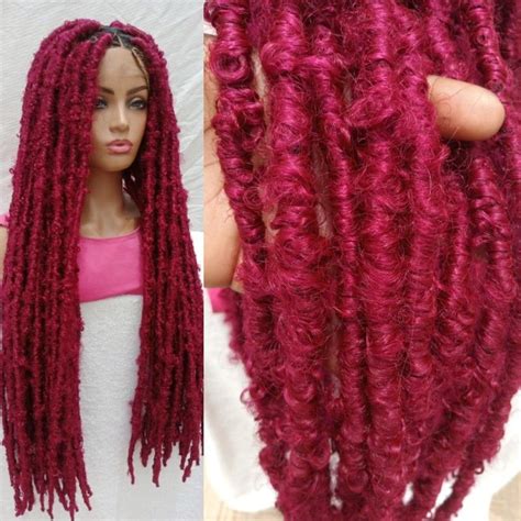 Burgundy Distressed Butterfly Locs Hand Wrapped Faux 36inches Faux Locs In 2021 Dreadlock