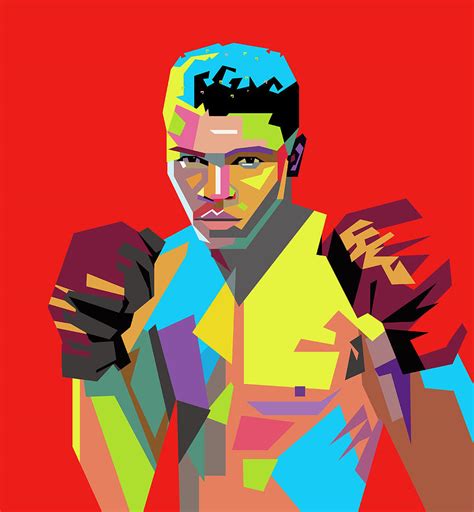 Muhammad Ali Wpap Pop Art Red Background Digital Art By Ahmad Nusyirwan