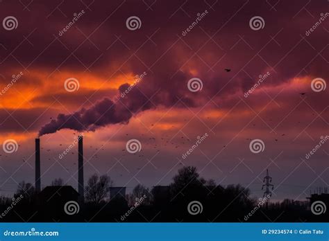 Heavy Smoke From Coal Power Plant Stock Photo Image Of Emissions