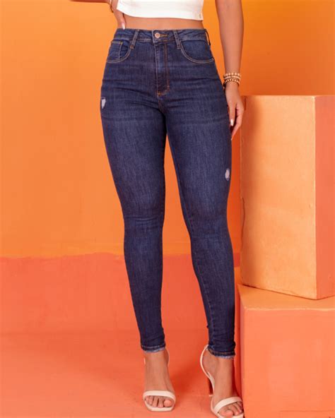 Cal A Cropped Jeans Pu Do Azul Escuro Mo A Flor R Lojas Bras