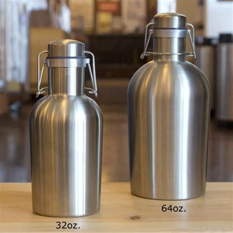 Homebrew Oz Stainless Steel Beer Growler L Secure Swing Top Lid