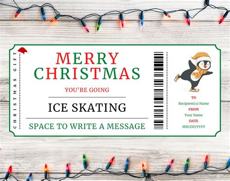 Christmas Ice Skating Gift Ticket Christmas Ice Skating Gift Voucher