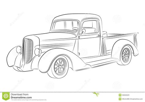 Old School Hot Rod Trucks Drawing Sketch Coloring Page Truck Drawing