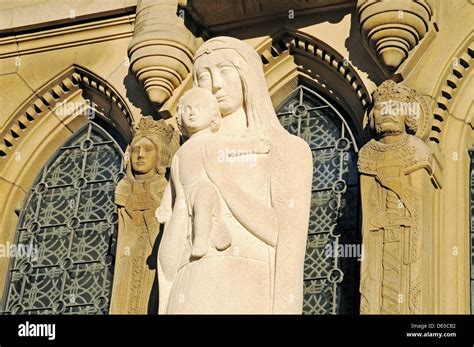 Madonna Statue Notre Dame Cathedral Luxembourg Europe Publicground