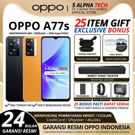 Jual OPPO A77s 8 128GB 8GB Extended RAM Garansi Resmi Oppo