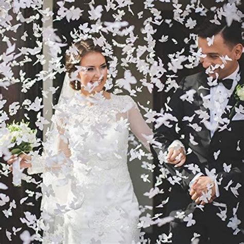 White Butterfly Confetti Cannons Biodegradable Wedding Confetti Popper