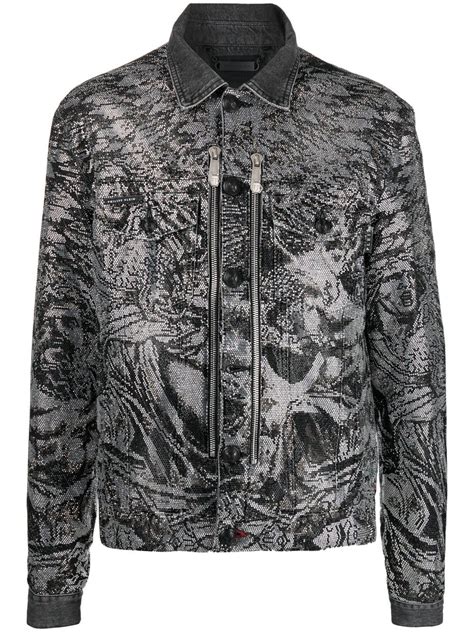 Philipp Plein Crystal Embellished Jacket Grey Farfetch