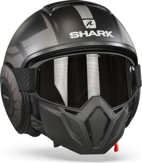 SHARK STREET DRAK TRIBUTE RM Motorhelm Jethelm Mat Zwart Chroom Zilver