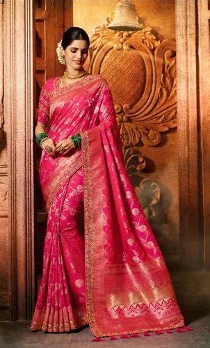 India Attires Wedding Wear Banarsi Silk Saree 5 5 M Separate Blouse