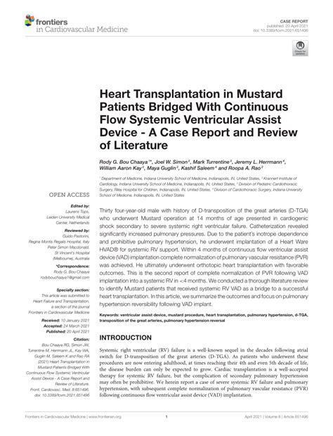 PDF Heart Transplantation In Mustard Patients Bridged With Continuous