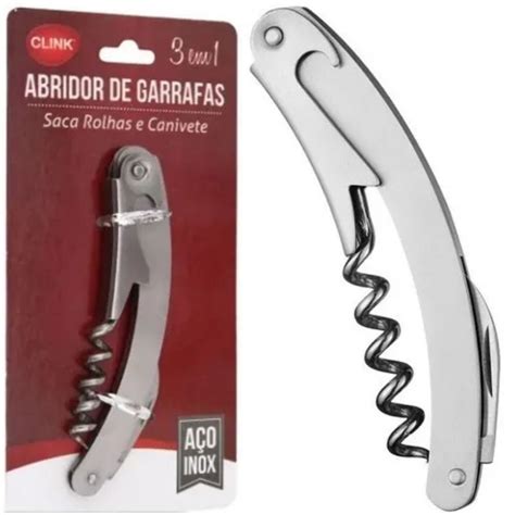 Saca Rolhas 3 Estágios Abridor Garrafa Vinho Inox E Canivete Shopee