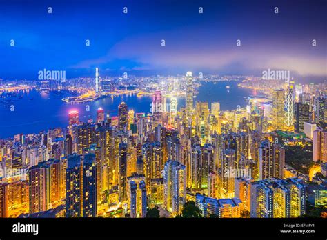 Hong Kong, China skyline over Victoria Harbor Stock Photo - Alamy