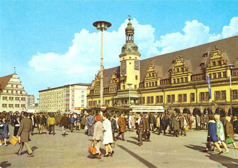 Ansichtskarte Leipzig Markt Mit Altem Rathaus Und Alter Waage Belebt