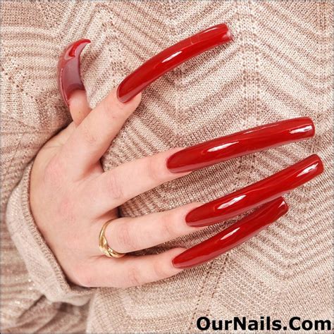 Long Red Nails Long Fingernails Long Toenails