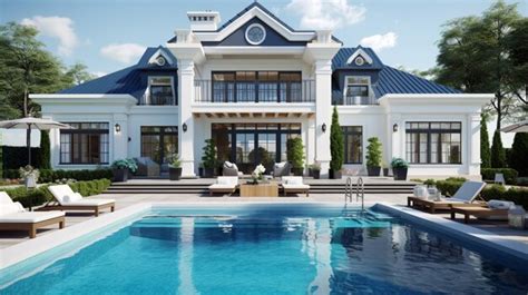 Premium AI Image | a big house with pool in the yard