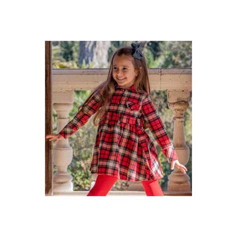 Coco Acqua Invierno 2022 Vestido niña Camisero Cuadros Rojos